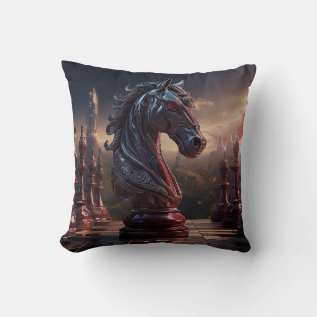Fantasy Chess Scene - Knight Cushion (Front)