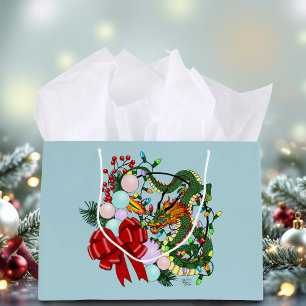 Fantasy Chinese Dragon Christmas Wreath Fantasy Large Gift Bag