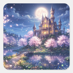 Fantasy City and Castle Square Sticker