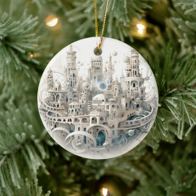 Fantasy City Stained Glass Ceramic Tree Decoration (Tree)