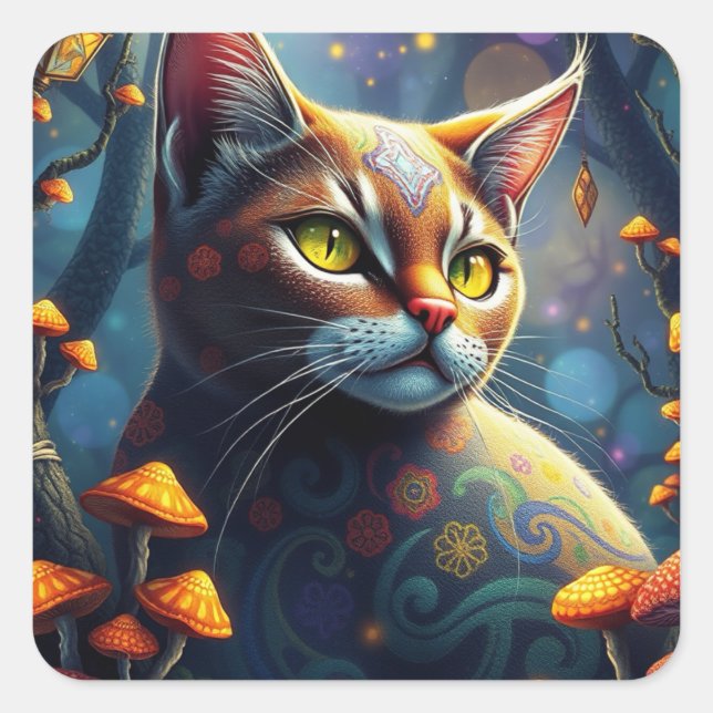 Fantasy Colorful Cat Stickers (Front)