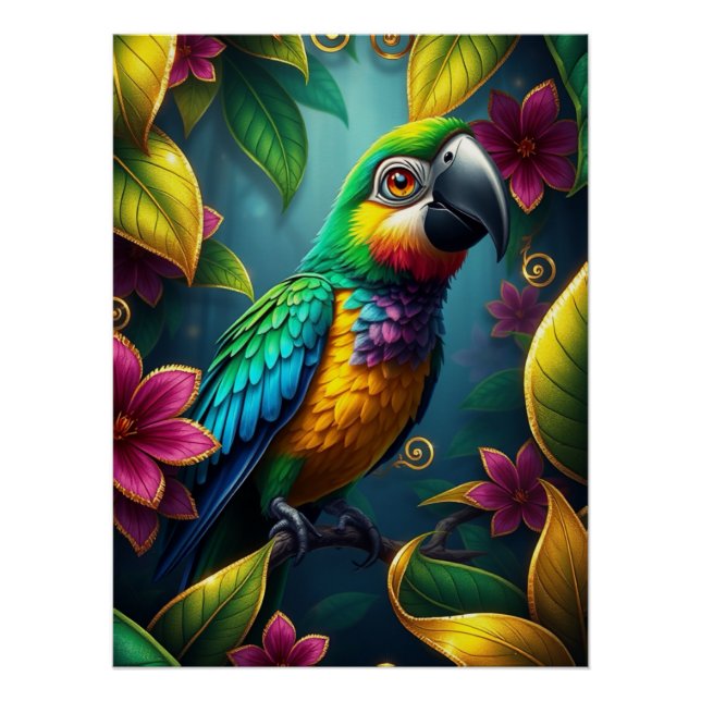 Fantasy Colorful Parrot  Poster (Front)