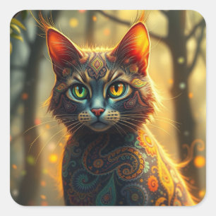 Fantasy Colourful Cat Stickers