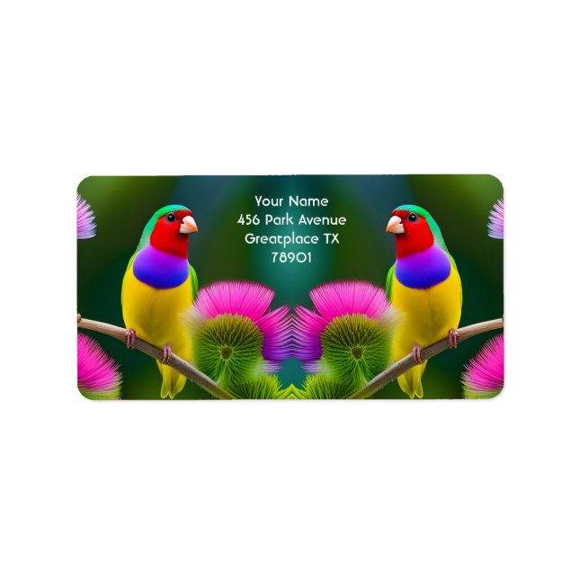Fantasy Colourful Gouldian Finch Label (Front)