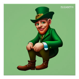 Fantasy Colourful Leprechaun Art Deco Style Poster