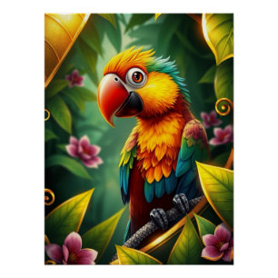 Fantasy Colourful Parrot  Poster