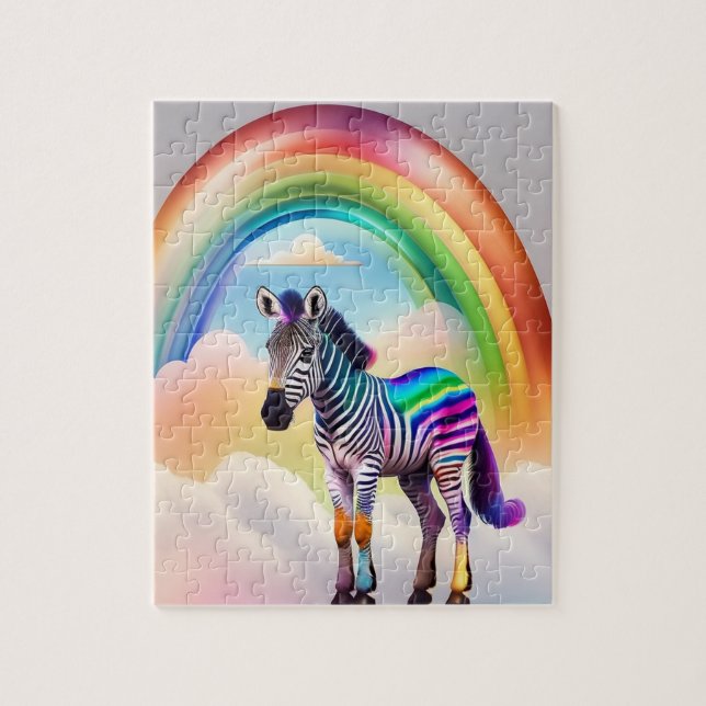 Fantasy Colourful Zebra With Rainbow Colours, Zebr Jigsaw Puzzle (Vertical)