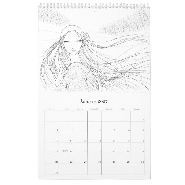Fantasy Colouring Calendar (Jan 2027)