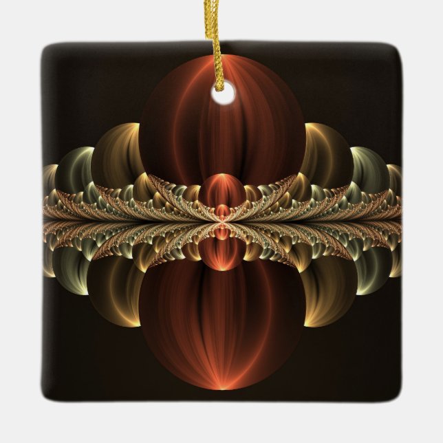 Fantasy Construction Shiny Abstract Fractal Art Ceramic Ornament (Front)