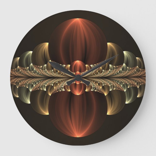 Fantasy Construction Shiny Abstract Fractal Art Large Clock (Front)