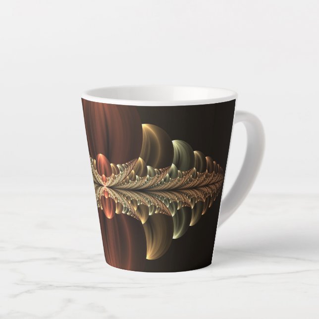 Fantasy Construction Shiny Abstract Fractal Art Latte Mug (Right Angle)
