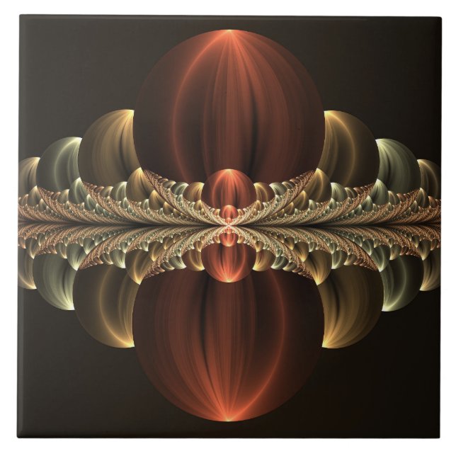 Fantasy Construction Shiny Abstract Fractal Art Tile (Front)