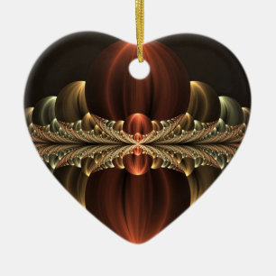 Fantasy Construction Shiny Abstract Fractal Heart Ceramic Tree Decoration