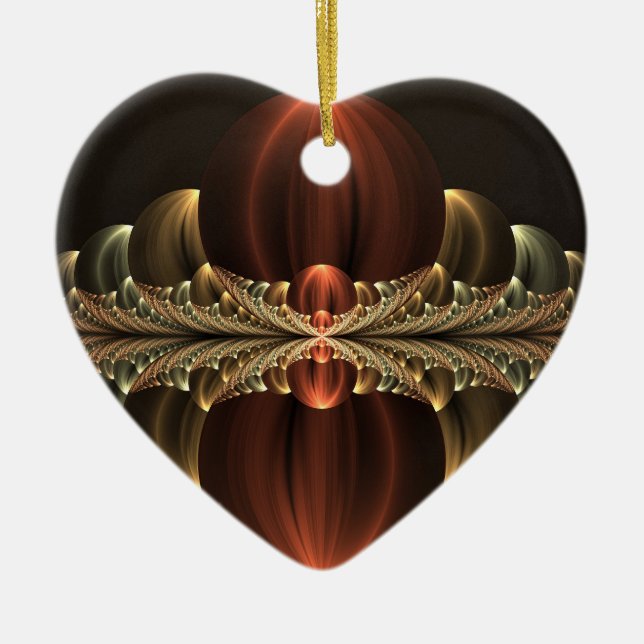 Fantasy Construction Shiny Abstract Fractal Heart Ceramic Tree Decoration (Front)