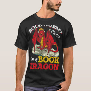 Fantasy Creature Reading Bookworm  Book Dragon T-Shirt