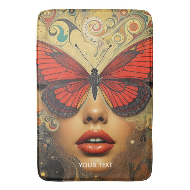 Fantasy Cute Abstract Butterflies Eyes Bath Mat (Front Vertical)