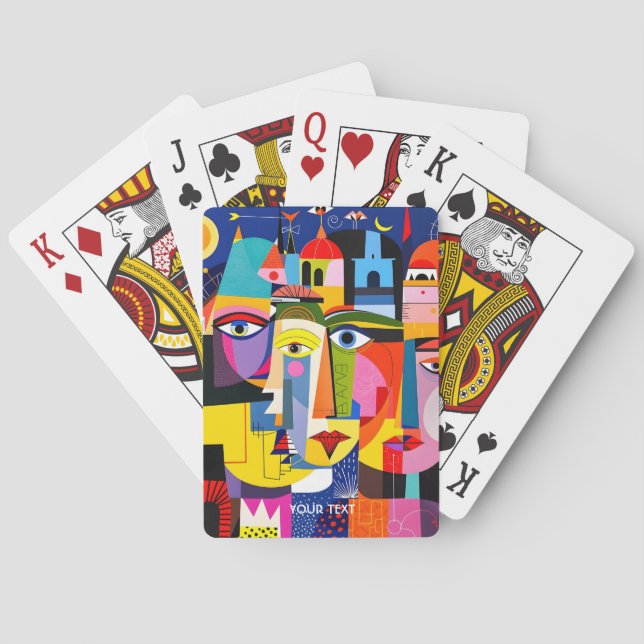 Fantasy Cute Abstract Faces Shapes Playing Cards (Back)
