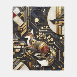 Fantasy Cute Abstract Fox Art Fleece Blanket