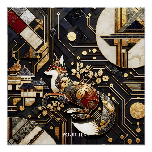 Fantasy Cute Abstract Fox Art Poster (Front)