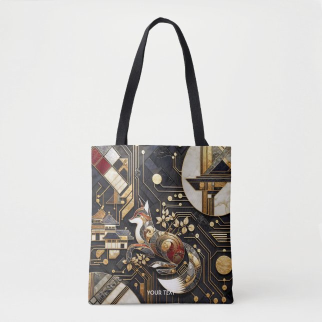 Fantasy Cute Abstract Fox Art Tote Bag (Front)