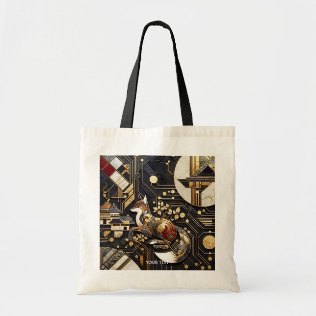 Fantasy Cute Abstract Fox Art Tote Bag (Front)