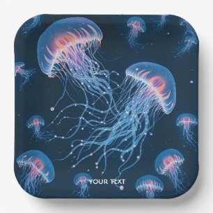 Fantasy Cute Abstract Jellyfish Underwater Paper Plate