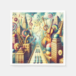 Fantasy Cute Abstract Music City Napkin