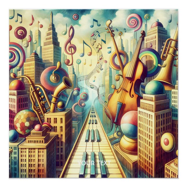Fantasy Cute Abstract Music City Poster (Front)