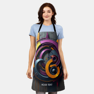 Fantasy Cute  Abstract Orange Purple Apron