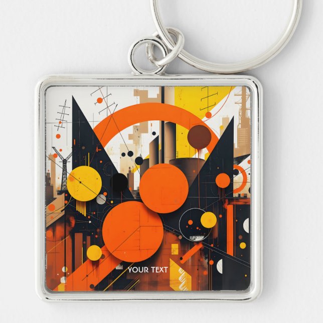 Fantasy Cute  Abstract Red Circles Key Ring (Front)