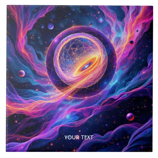 Fantasy Cute Abstract Space Stars Tile (Front)
