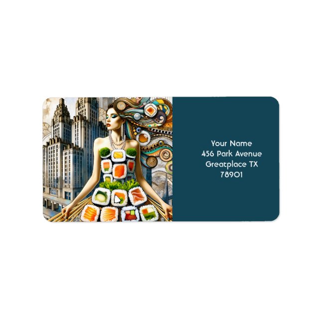Fantasy Cute Abstract Sushi Dress Label (Front)