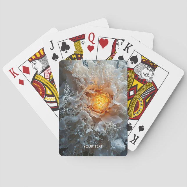 Fantasy Cute Abstract White Yellow Playing Cards (Back)