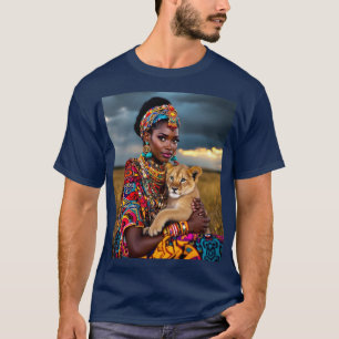 Fantasy Cute African Woman Lion T-Shirt