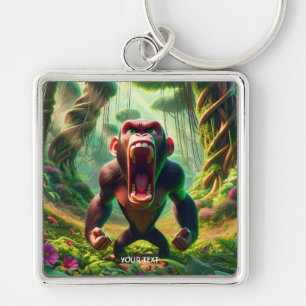 Fantasy Cute Angry Ape Jungle Key Ring