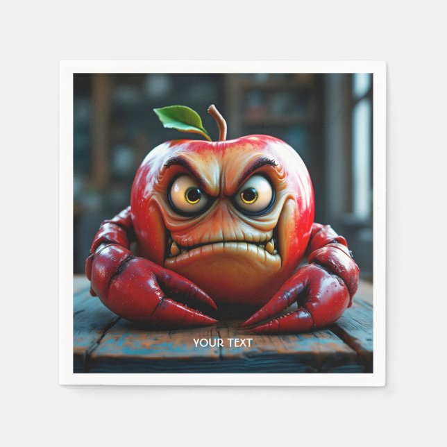 Fantasy Cute Angry Apple Crab Napkin (Front)