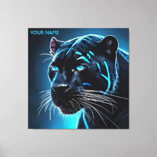 Fantasy Cute Angry Blue Panther Canvas Print