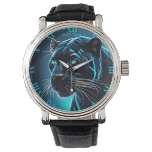 Fantasy Cute Angry Blue Panther Watch