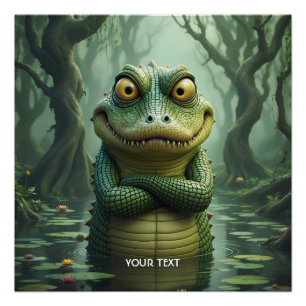 Fantasy Cute  Angry Crocodile Trees Poster