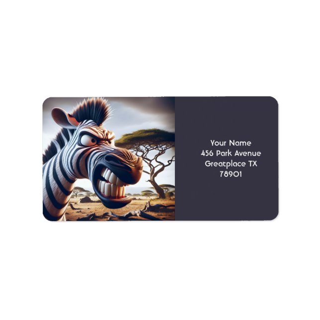 Fantasy Cute Angry Zebra Desert Label (Front)