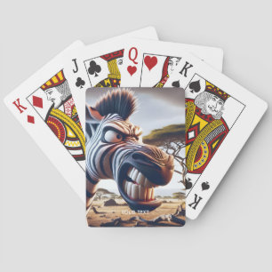 Fantasy Cute Angry Zebra Desert Playing Cards