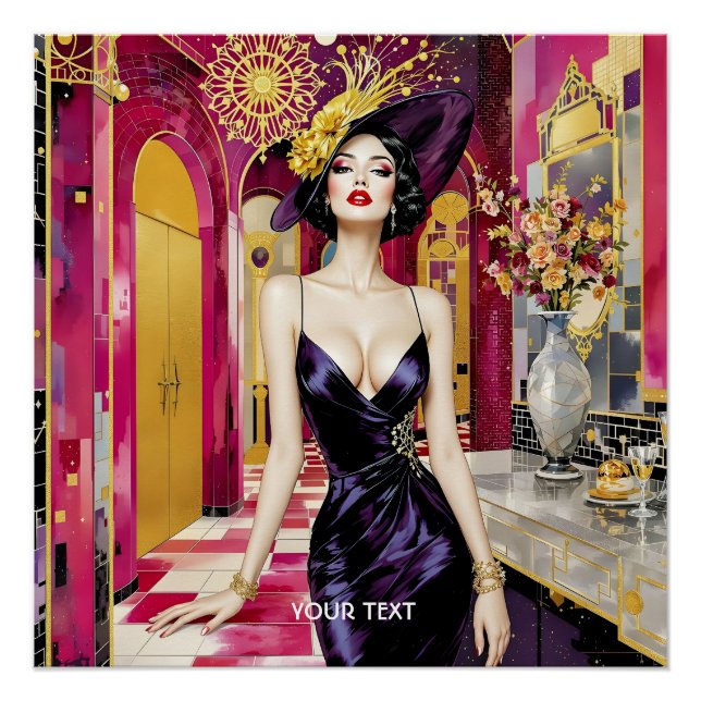 Fantasy Cute Art Deco Lady Poster (Front)