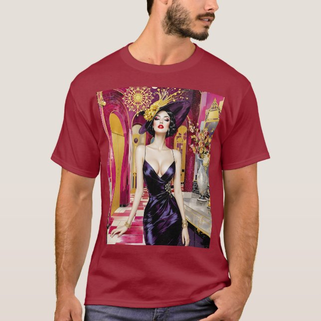 Fantasy Cute Art Deco Lady T-Shirt (Front)