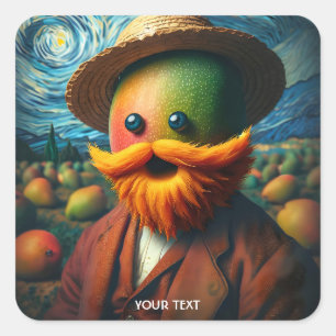 Fantasy Cute Artist Fruit Beard Square Sticker