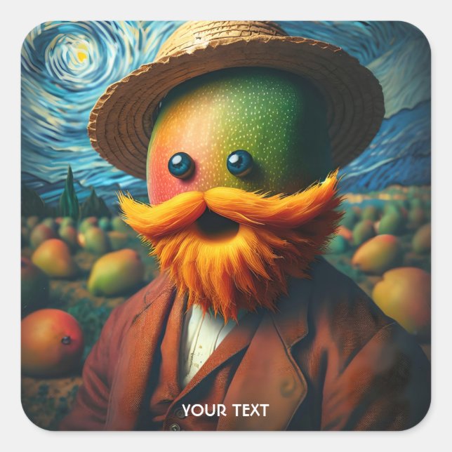 Fantasy Cute Artist Fruit Beard  Square Sticker (Front)