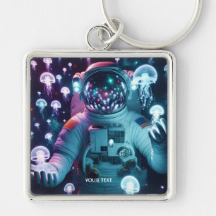 Fantasy Cute Astronaut Jellyfish Space Key Ring