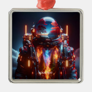 Fantasy Cute Astronaut Landscape Fire Metal Tree Decoration