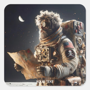 Fantasy Cute Astronaut Map Space Square Sticker
