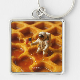Fantasy Cute Astronaut On Maple Key Ring