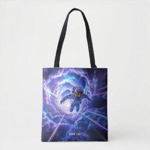 Fantasy Cute Astronaut Through Wormhole Tote Bag